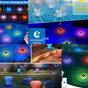 SXH 2025 New arrival smart outdoor solar pool light RGB Colorful Remote Control Projection Lamp Floating Night Light