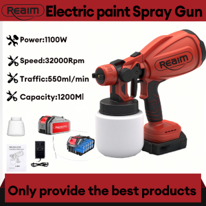 REAIM Cordless Electric Paint Sprayer Spray  High Pressure High Power 1200W Portable Painting Machine for Home DIY Woodworking