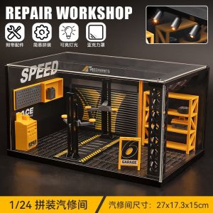 Mingyuan 1:24 Assembly Repair Shop Alloy Model DIY Scene Parking Lot Ornament Childrens Car Storage Figure