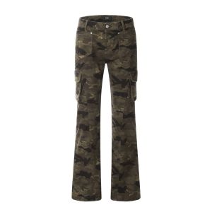 [ Summer New ][ Summer New ] American Retro Camouflage Multi-Pocket Jeans for Men Spring and Autumn New Hip-Hop Straight Slim Fit Flared Cargo Pants [ Ultra-Thin Sweat-Permeable ][ Ultra-Thin Sweat-Permeable ]