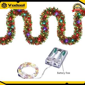 16.4Ft Christmas Garland Lighted Xmas Garland with LED Lights Battery-Operated Garland Illuminated Wreath Xmas Party Favors