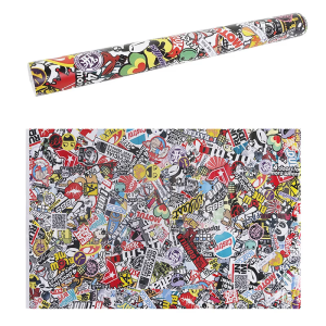 Rock hoạt hình gấu trúc graffiti nhãn dán xe bọc tấm nhãn dán Đề-can 20 "x 30"