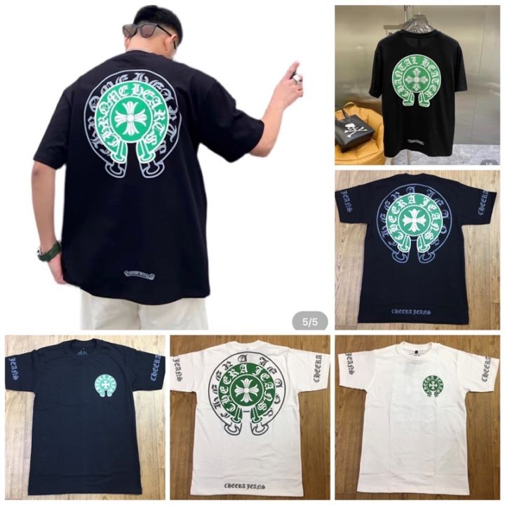 ขายร้อน เสื้อคอกลมChrome heartโฮมฮาส️พิมพ์เขียวงานสวยผ้าดีมากM-2xlเสื้อยืดchromeheart️ เสื้อยืดแฟชั่นพิมพ์