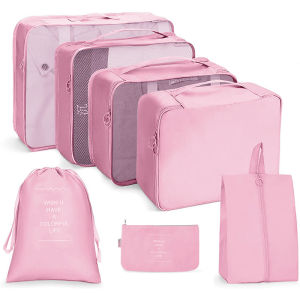 Travel Storage Bag Set of 7 - Waterproof and Dustproof Travel Bag for Luggage with Lock Can Store Clothes Shoes and Bathing Supplies