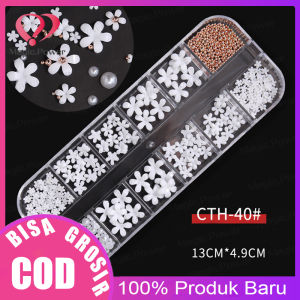 Nail Flower 3d Nail Art Decorations Ornament Five Petals Embossed Pattern White Mini Resin DIY Manicure Flower Decoration for Salon