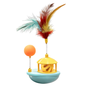 CUTE ELVES Colorful Feather Cat Interactive Toy Self-Playing Rotating Cat Tumbler Toy Durable Creative Teasing Cat Toys Relieve Boredom