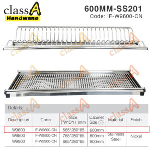 ClassAHW Stainless Steel 304 201 2 Tier Kitchen Cabinet Built In Dish Rack 600mm 800mm 900mm 1000mm Rack Dapur Kabinet