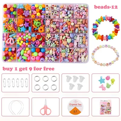 Hello Beads 24 Grid Beads Set Kids Toy Mix Color Bead Bracelet Jewelry Making DIY Craft Accessories