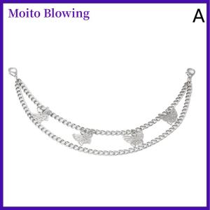Moito สายสร้อยโลหะหลายชั้นแบบ DIY จี้รูปหัวใจผีเสื้อรูปดาวห้อยกระเป๋าสะพายไหล่สายโซ่สำหรับกระเป๋า