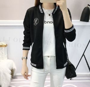 LJ- Women Jacket Ladies Coat Fashion Motor Jaket Zip Long Sleeve Casual