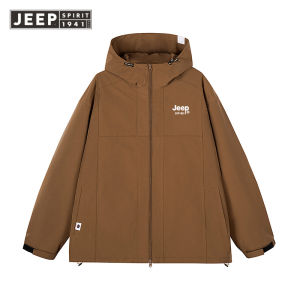 JEEP SPIRIT แจ็คเก็ตแจ็คเก็ตมีฮู้ดกลางแจ้งภูเขาแจ็คเก็ตการปีนเขาแคมป์ปิ้งกลางแจ้งมีกระเป๋าหลายใบสไตล์ญี่ปุ่นฤดูใบไม้ผลิและฤดูใบไม้ร่วง