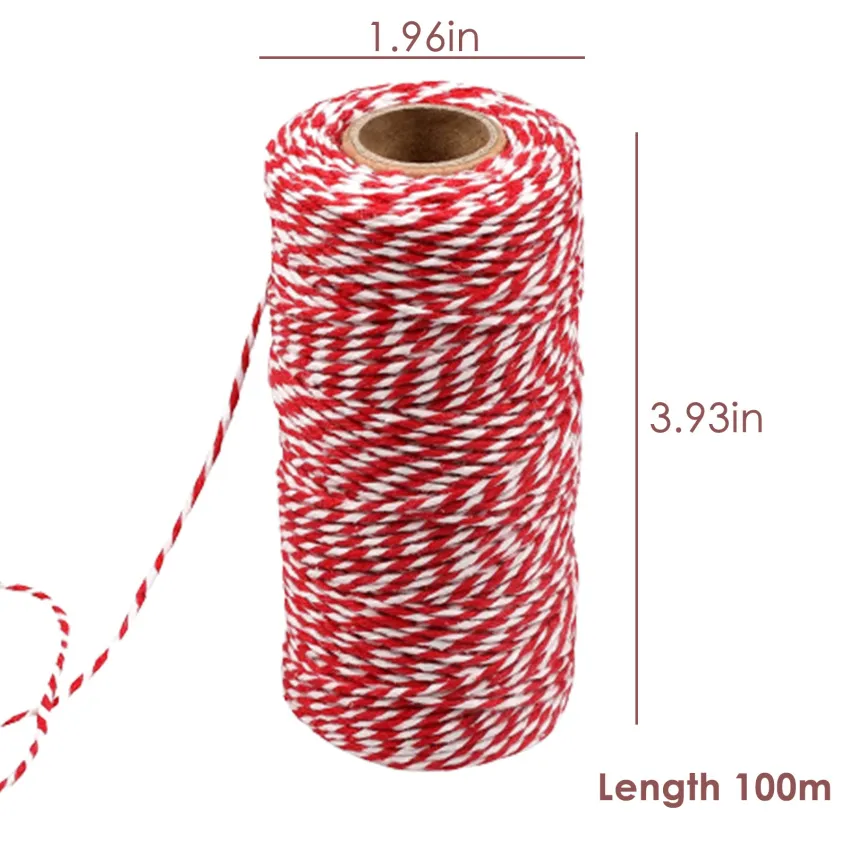 2 Roll Twine String, 100M/328 Feet Each Roll Cotton Bakers Twine, Christmas  String, Heavy Duty Packing String for DIY Crafts and Gift Wrapping