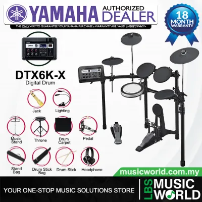 Yamaha DTX6K-X 5 Piece Electronic Drum Set Digital Kit with DTX-PRO Drum Module (DTX6 DTX6K X)