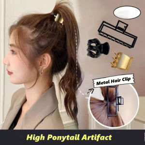 Women Girls Metal Shark Clip High Ponytail Fixed Grasping Clip Geometric Hairpin Hair Clips Headwear Gold Silver Hair Accessories