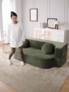 Household Cream Inline Casual Japanese Style Living Room Dual-use Function Foldable Removable Washable Sofa Bed