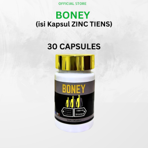 BONEY Supplement Bottle And Box With Gold And Black Label 30 Capsules Organic Height Growth Supplement For Men.