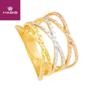 HABIB Oro Italia 916 Yellow White and Rose Gold Ring GR47780222-TI (22K Gold)