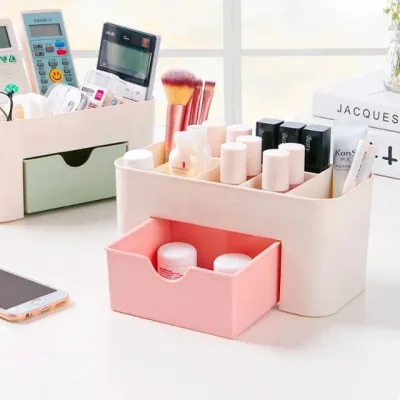 PREMIUM PROMO TERMURAH - Lemari Mini Rak Kosmetik Makeup 3 Laci 3 Susun - Rak Laci Penyimpanan Perhiasan 3 Susun - Rak Kosmetik Plastik Make Up / Rak 3 Laci / Lemari