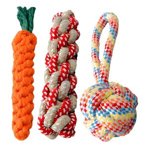 Dog Toys Grinding Teeth Bite Resistant Knot Small Medium Large Dog Teddy Pet Cotton Rope Toy Ball Pet Supplies