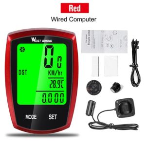Tây Biking Máy Tính Xe Đạp Không Dây Có Dây Đồng Hồ Đo Tốc Độ LCD Không Thấm Nước Đèn Nền Xe Đạp MTB Máy Tính Đồng Hồ Bấm Giờ