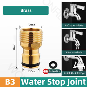 Brass Water Stop Valve Washing Machine Faucet Outdoor Faucet Hose Quick Connector Brass Water Stop Connector Pipe Connector
