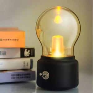 Lampu tidur bulb retro rechargeable Lampu meja LED 5W mini lamp hias built-in baterai kado lucu