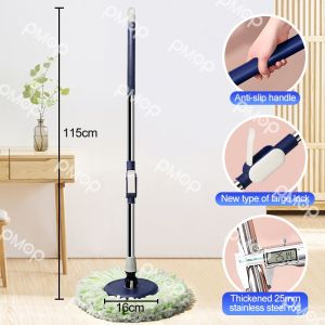 PMOP Sapphire Blue Mop with Spinner New Thickened Bucket and Double handle Hydraulic Rod Mop for Floor