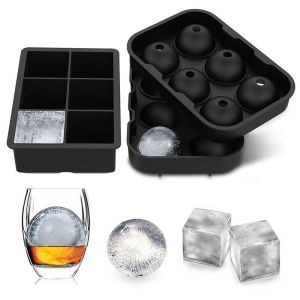 Ice Maker Silicone Ice Cube Mold Tray with Cover Ice Ball Mold Sphere Ice Mold 2pcs Ice Ball Maker Silicon Ice Cube Tray Ice Tray