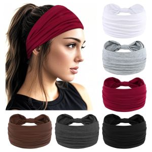 Băng đô cài tóc kiểu boho rộng của YARIEW – Băng đô co giãn có nút thắt dùng cho phụ nữ tập yoga tập thể dục và làm phụ kiện tóc (gói 6 chiếc).    Bộ 6 băng đô co giãn không trơn trượt dành cho nữ dùng khi tập yoga hoặc các bài tập thể dục phụ ki