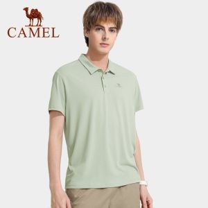 Cameljeans Mens Short-sleeved Tshirt Summer Elastic Quick-drying T-shirt Lapel Casual Breathable POLO Shirt