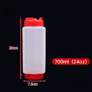 Warm.home-MY Condiment Squeeze Bottle Double Nozzle Wide Mouth Leakproof Food Grade Plastic Dapur Rumah Tangga Kicap Sos Dispenser