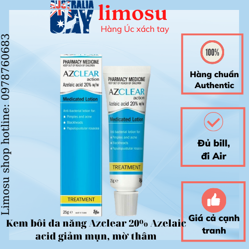 Kem bôi đa năng Azclear 20% Azelaic acid giảm mụn, mờ thâm | Lazada.vn
