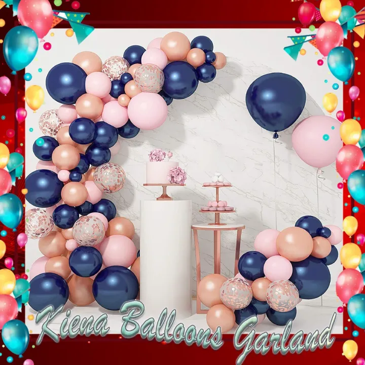 Pink Balloons 12 Inch Party Pack - 50 Pcs Pink And White Confetti Balloons For Baby Showers, Birthdays, Garland Decor