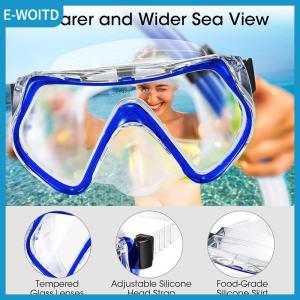 【E-WOITD】 Swimming Eyewear Tempered Glass Adults Water Sports Equipment Snorkeling Scuba Diving Mask Transparent Large Frame Goggles
