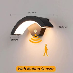 Aluminum LED Wall Lamp Outdoor Motion Sensor Interior Wall Light Waterproof IP65 Garden Lights Street Corridor Stairs Lighting