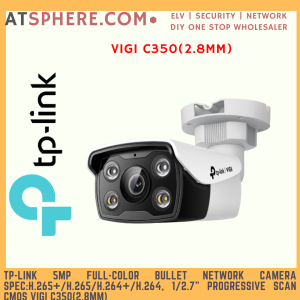 TP-LINK 5MP Full-Color Bullet Network Camera SPEC:H.265+/H.265/H.264+/H.264 1/2.7" Progressive Scan CMOS VIGI C350(2.8mm)