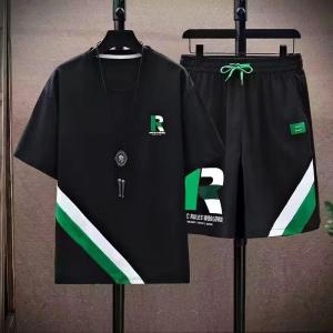 New summer casual sportswear set for men trendy ice silk short-sleeved outfit a stylish mens clothing set perfect for teenagers