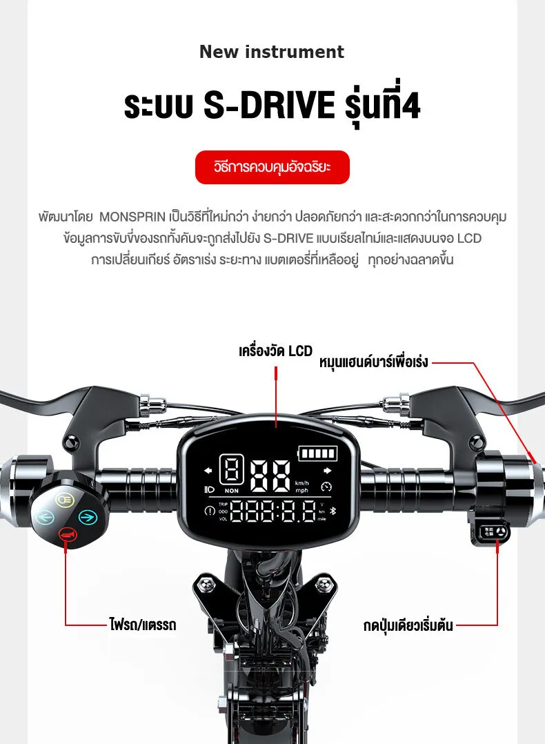 MONSPRIN Q13 สกู๊ตเตอร์ไฟฟ้า พับได้ สไตล์ครอบครัว ขี่40-150 km ความเร็ว 55km/h กันน้ำ&ฝุ่น IP54 รับ200kg SEALUP scooter