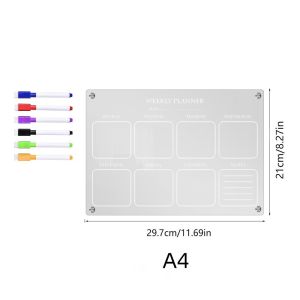 A3/A4 Weekly Planner Magnet Kulkas Akrilik Custom Dinding Schedule Board untuk dinding kantor