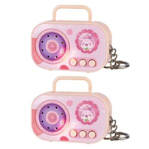 Retro Style Mini Cassette Recorder Keychain Decorative ABS Plastic Electronic Key Ring Toy Gift