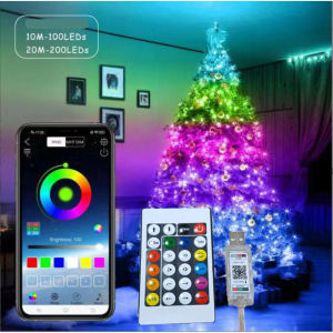 Dây đèn led đuổi fairy light GIỌT LỆ 16 trệu màu 10M Nháy theo nhạc chống nước IP67 chỉnh app Điện Thoại