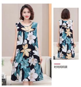 Plus Size Sleeveless Loose and Comfy Homewear Dress For Women Casual Floral Pajamas Dress L6054