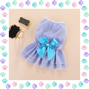 【Worldwide Delivery】 Whisker MOLAMGO Dog Pet Wedding Dress For Shih Tzu Clothes Puppy Female Princess Tutu Striped Skirt Shirt Chihuahua Apparel