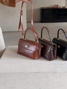 Sophisticated Female Shoulder Bag with Secure Flap Lock PU Leather Vintage Crossbody Purse Casual Top Handle Handbag