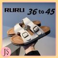 Julyya Sandals For MEN & Women Two-Strap With Adjustable Buckle Couple Flat Slippers. 