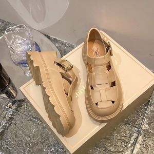 Soft Soled Hollowed Out Leather Womens Wedge Sandals Versatile Beach Anti-skid Breathable Roman Sandals