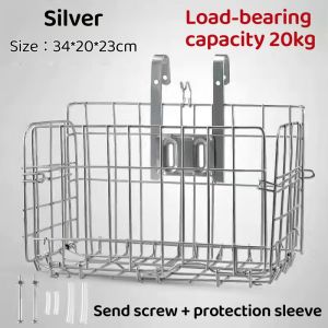 Bicycle Foldable Fron Baskets Metal Large Capacity Basket Load-bearing Capacity 20kg With Screw