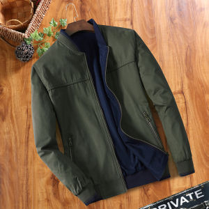 Fuguiniao Spring Autumn Mens Bomber Jackets Solid Coats Male Casual Stand Collar Jacket Outerwear Windbreaker Coats