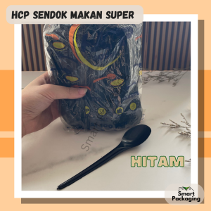 [ISI 100 PCS] HCP Sendok Makan Super Putih Hitam / Sendok Makan Sekali Pakai / Spoon / Sendok Murah / Senduk Plastik