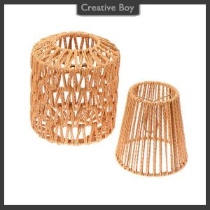 [Creative] 1 Piece Vintage Hanging Lampshade Handmade Woven Lamp Shade For Living Room Bedroom Hotel Simulated Rattan Light Fixture